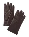 Bruno Magli Wool-trim Leather Gloves In Brown