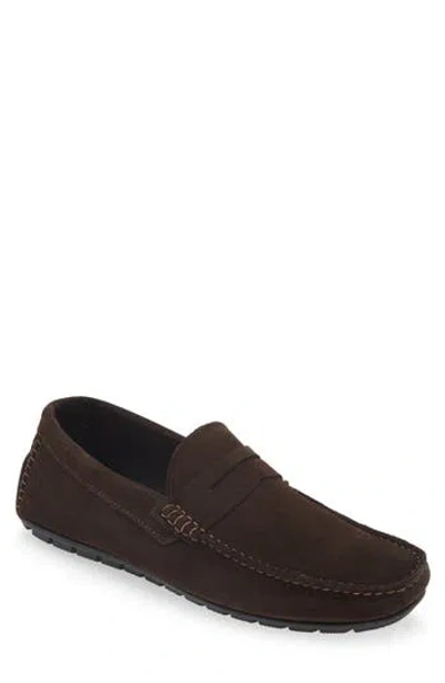 Bruno Magli Xano Driving Penny Loafer In Dark Brown Suede