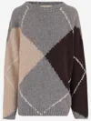 Bruno Manetti Wool-blend Oversized Sweater With Argyle Pattern In Multi