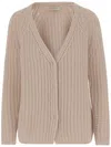 Bruno Manetti Long-sleeved Knitted Cardigan In Neutrals