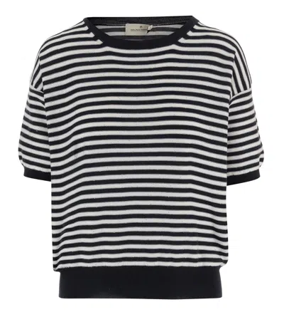 BRUNO MANETTI BLACK STRIPES CREW NECK SWEATER