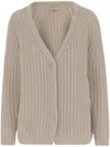 Bruno Manetti Long-sleeved Knitted Cardigan In Neutrals