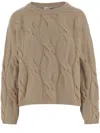 Bruno Manetti Cable-knit Crew-neck Sweater In Brown