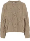 Bruno Manetti Cable-knit Crew-neck Sweater In Green