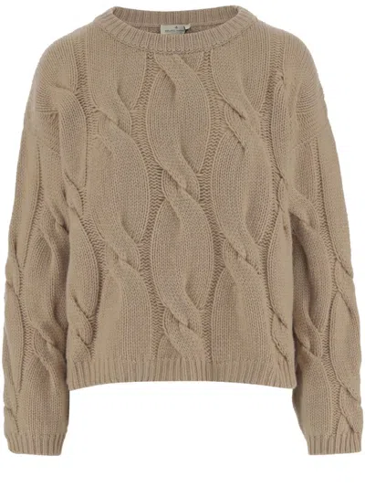 Bruno Manetti Cable Knit Cashmere Sweater In Green