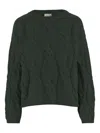 Bruno Manetti Cable-knit Crew-neck Sweater In Green