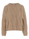 Bruno Manetti Cable-knit Crew-neck Sweater In Brown