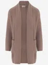 Bruno Manetti Cashmere Cardigan With Ribbed Knit In Brown