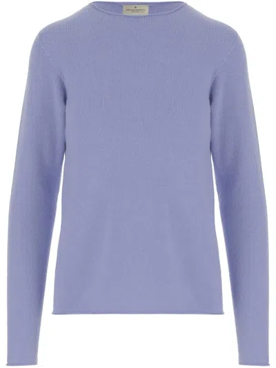 Bruno Manetti Purple Crew Neck Pullover In Blue