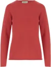 Bruno Manetti Red Cashmere Pullover With Crew Neck And Long Sleeves In Multi