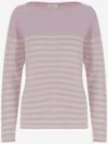 Bruno Manetti Cashmere Sweater With All-over Striped Pattern In Purple