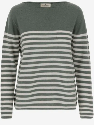 Bruno Manetti Cashmere Sweater With Striped Pattern In Green