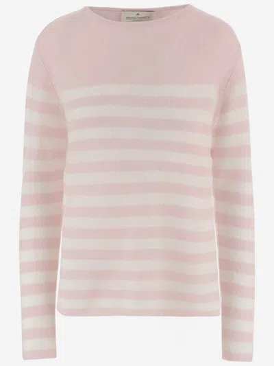 Bruno Manetti Cashmere Sweater With Striped Pattern In Pink