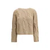 Bruno Manetti Cable-knit Crew-neck Sweater In Neutral