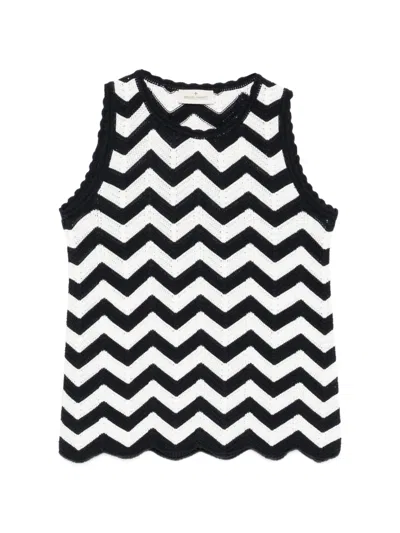 Bruno Manetti Chevron Sleeveless Top In Black
