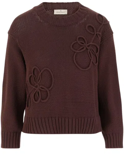 Bruno Manetti Cotton Blend Pullover With Embroidery In Brown