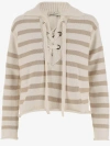 BRUNO MANETTI COTTON BLEND SWEATER WITH STRIPED PATTERN