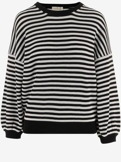 Bruno Manetti Striped Crew-neck Sweater In Black