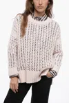 Bruno Manetti Crew Neck Openwork Pure Cashmere Sweater In Pink