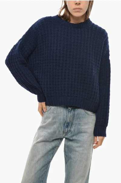 Bruno Manetti Crew Neck Pure Cashmere Cropped Fit Sweater In Black