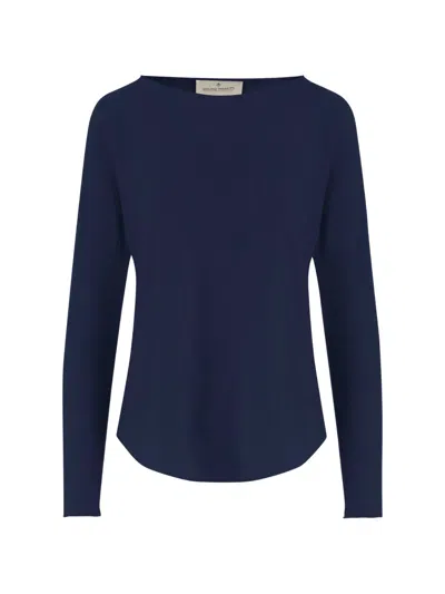 Bruno Manetti Crew-neck Curved-hem Top In Blue