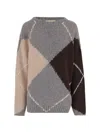 Bruno Manetti Wool-blend Oversized Sweater With Argyle Pattern In Multi
