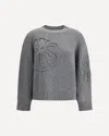 Bruno Manetti Embroidered Flower Sweater In Gray