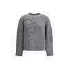 Bruno Manetti Embroidered Flower Sweater In Gray