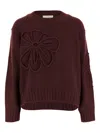 Bruno Manetti Flower-applique Crew-neck Sweater In Brown