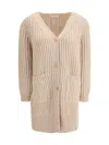 Bruno Manetti Wool Midi Cardigan In Gray