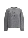 Bruno Manetti Embroidered Flower Sweater In Gray