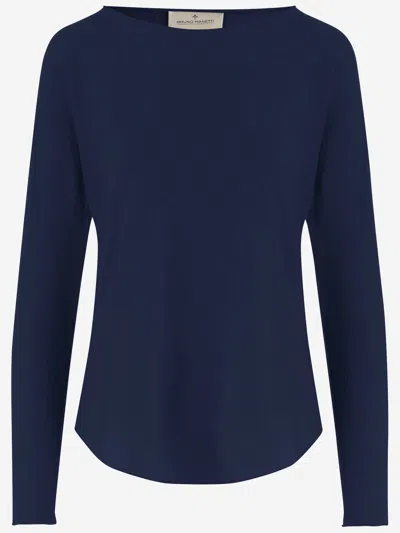 Bruno Manetti Linen And Cotton Sweater In Blue