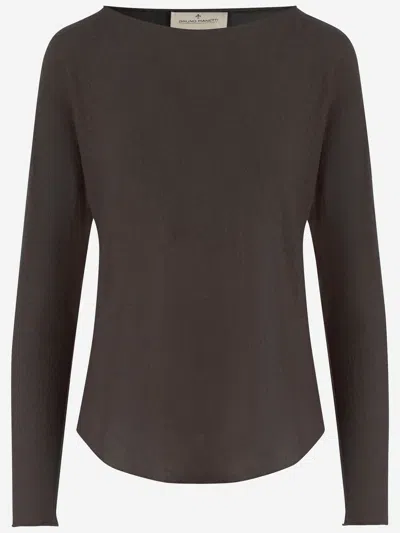 Bruno Manetti Linen And Cotton Sweater In Brown