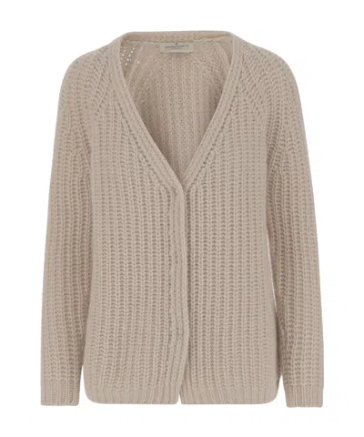 Bruno Manetti Long-sleeved Knitted Cardigan In Beige