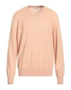 Bruno Manetti Man Sweater Apricot Size 3xl Cashmere In Orange