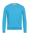 Bruno Manetti Man Sweater Azure Size L Cotton In Blue