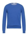 Bruno Manetti Man Sweater Bright Blue Size L Cotton In Blue