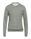 Bruno Manetti Man Sweater Military Green Size L Linen, Cotton In Gray