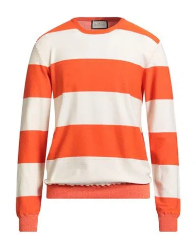 Bruno Manetti Man Sweater Orange Size L Cotton, Polyamide In Multi
