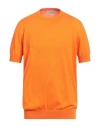 Bruno Manetti Man Sweater Orange Size Xl Cotton In Orange