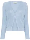 Bruno Manetti Metallic-threading Open-knit Cardigan In Blue