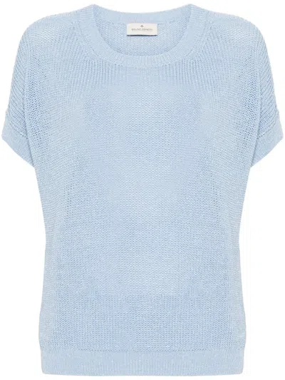 Bruno Manetti Metallic-threading Open-knit Jumper In Blue