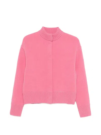 Bruno Manetti Mock-neck Cardigan In Pink