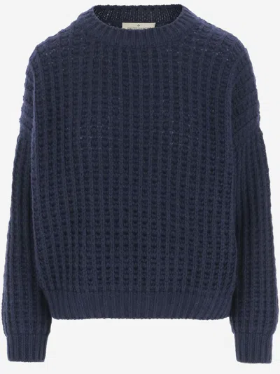 BRUNO MANETTI NAVY BLUE WOOL SWEATER