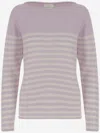 Bruno Manetti Cashmere Sweater With All-over Striped Pattern In Purple