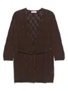 Bruno Manetti Pointelle-knit Cardigan In Brown