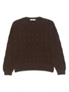 Bruno Manetti Pointelle-knit Sweater In Brown