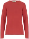 Bruno Manetti Red Cashmere Pullover With Crew Neck And Long Sleeves In Multi