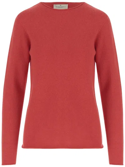 Bruno Manetti Red Cashmere Pullover With Crew Neck And Long Sleeves In Multi