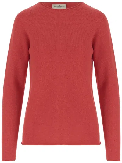BRUNO MANETTI RED CASHMERE PULLOVER WITH CREW NECK AND LONG SLEEVES